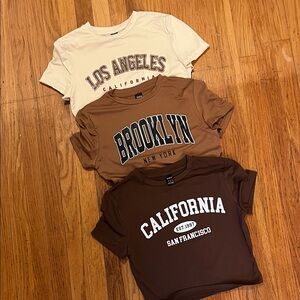 SHEIN Kids Graphic Tees - Cream, Brown, Tan